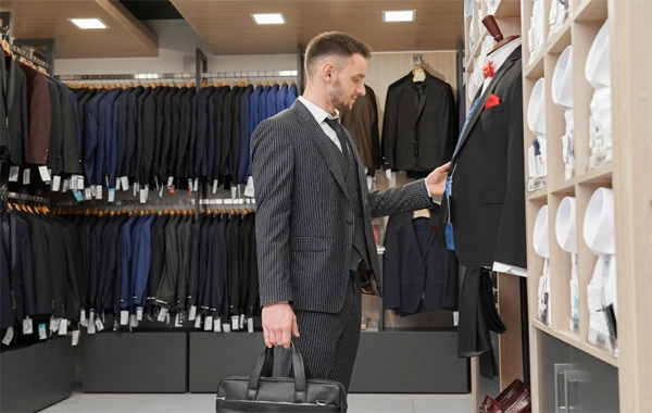Image d'un homme en costume regardant des costumes copie Image d'un homme en costume regardant des costumes