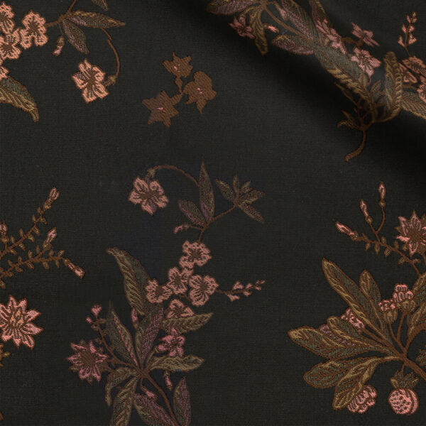 Costume 3 pièces noir à motif floral en jacquard