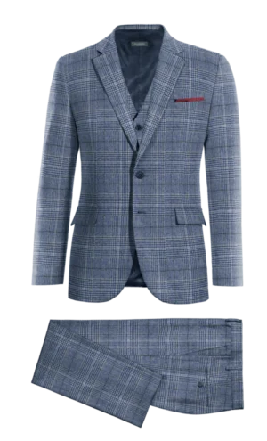 Costume 3 pièces bleu prince de galles en tweed without_model