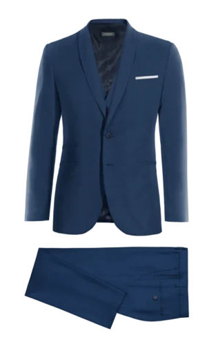 Costume 3 pièces bleu royal super 120s à col châle without_model